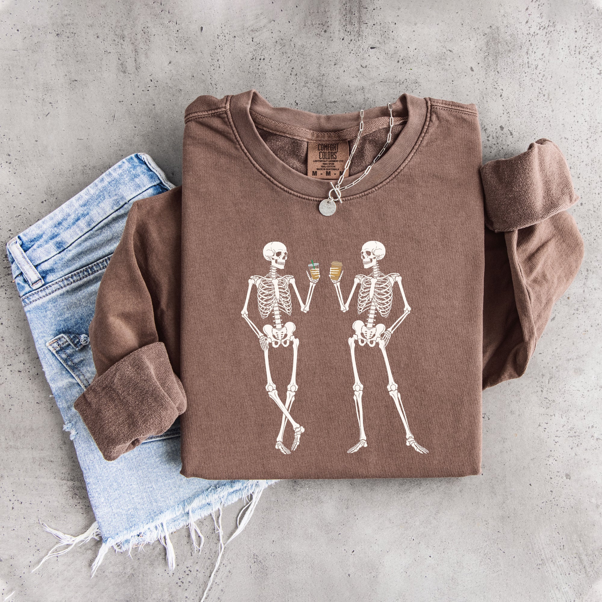 Skeleton Drinking Coffee Sweatshirt