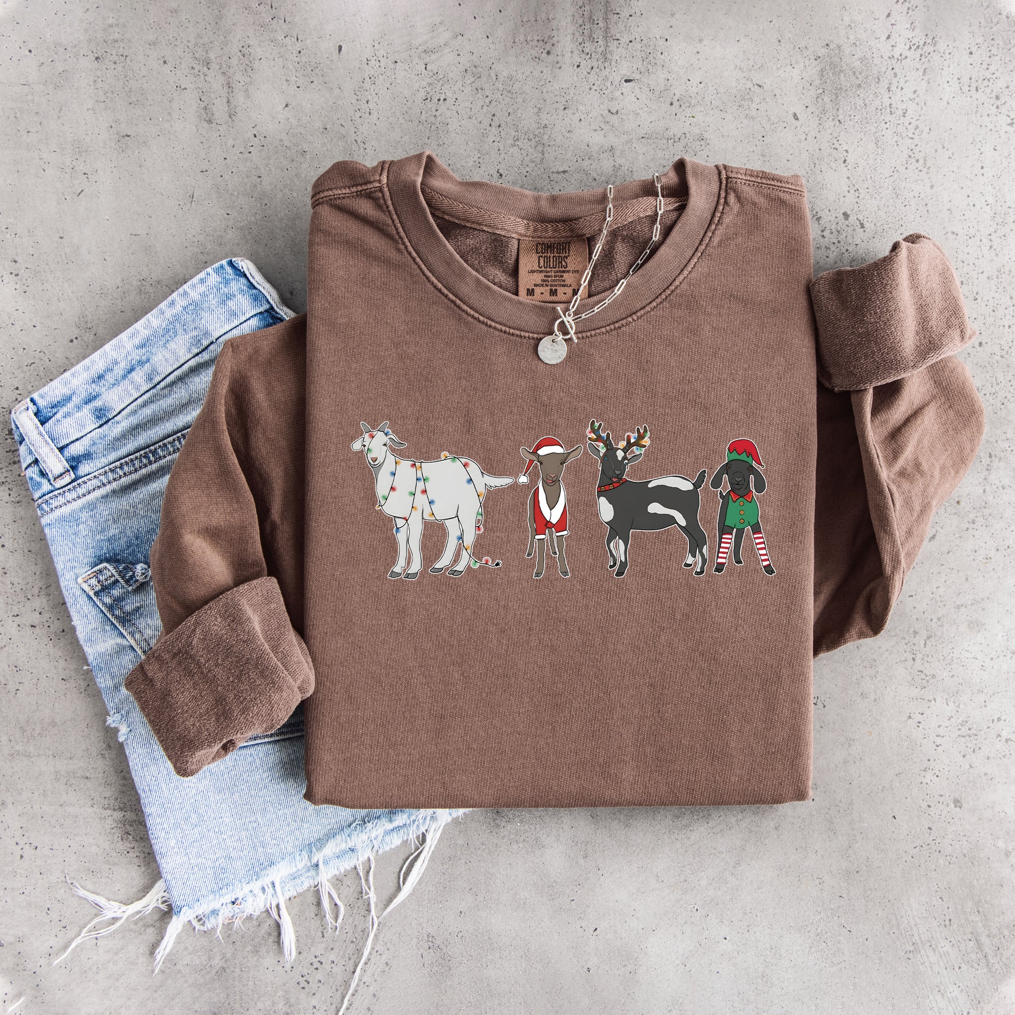 Weihnachts-Ziegen-Sweatshirt