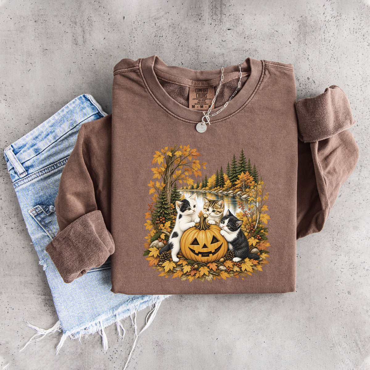 Vintage-90er-Katzen-Halloween-Sweatshirt