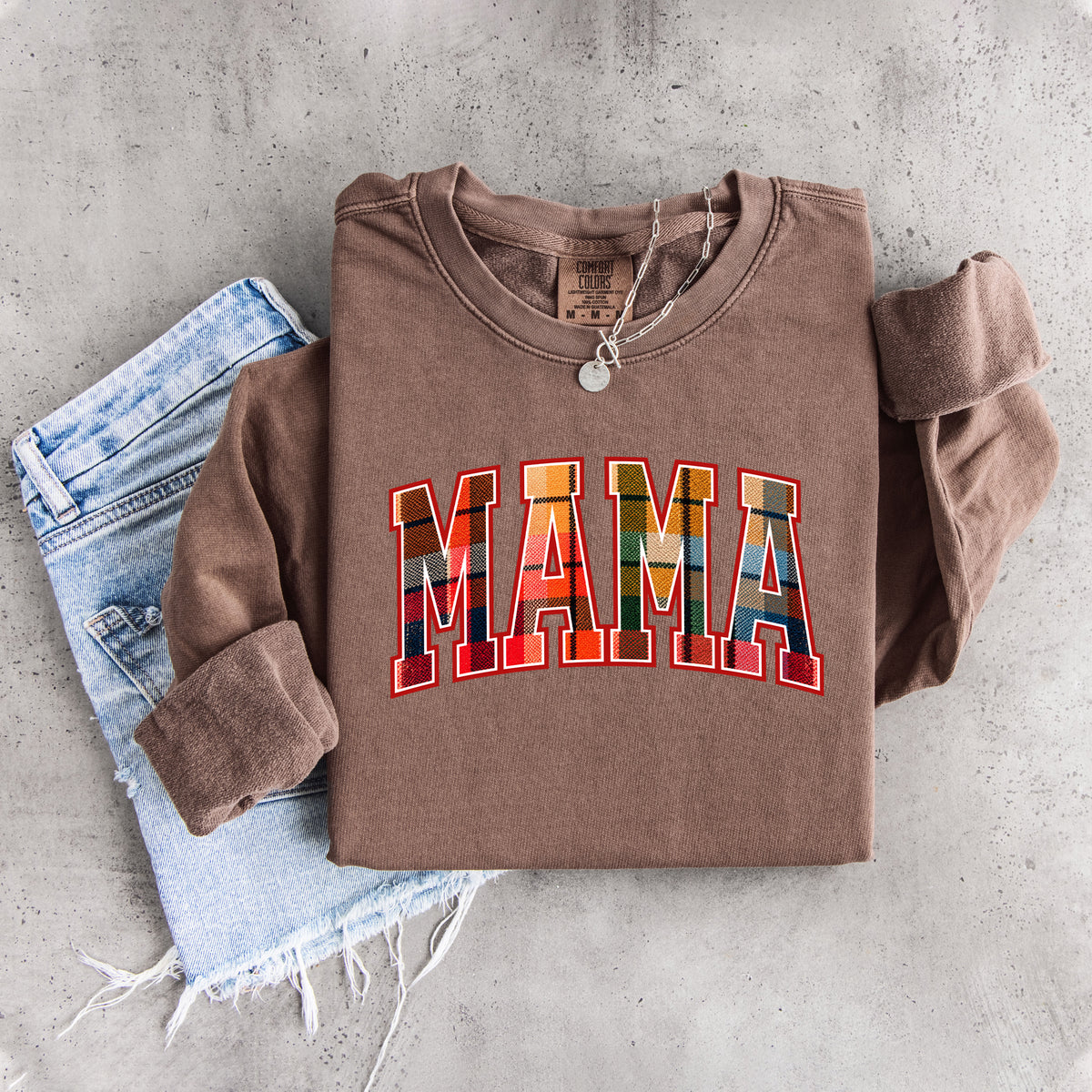 Vintage Fall Plaid Mama Sweatshirt