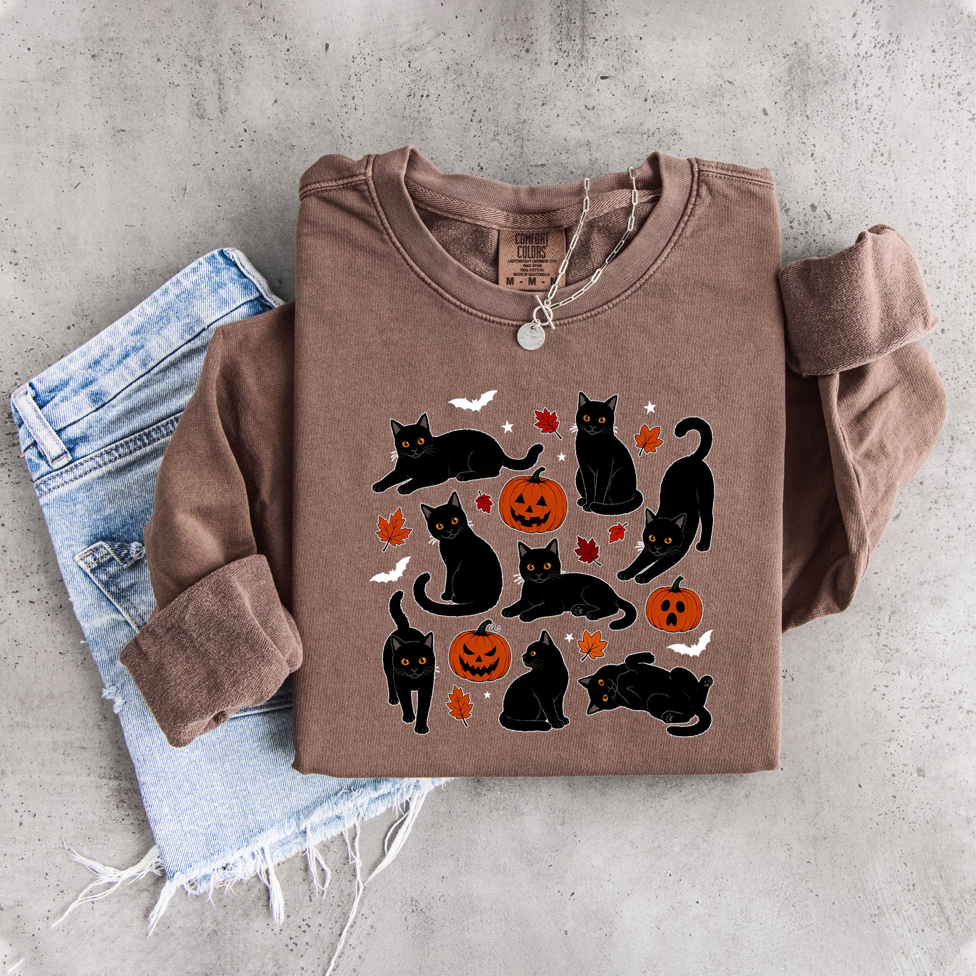 Sudadera de gato otoñal con calabaza