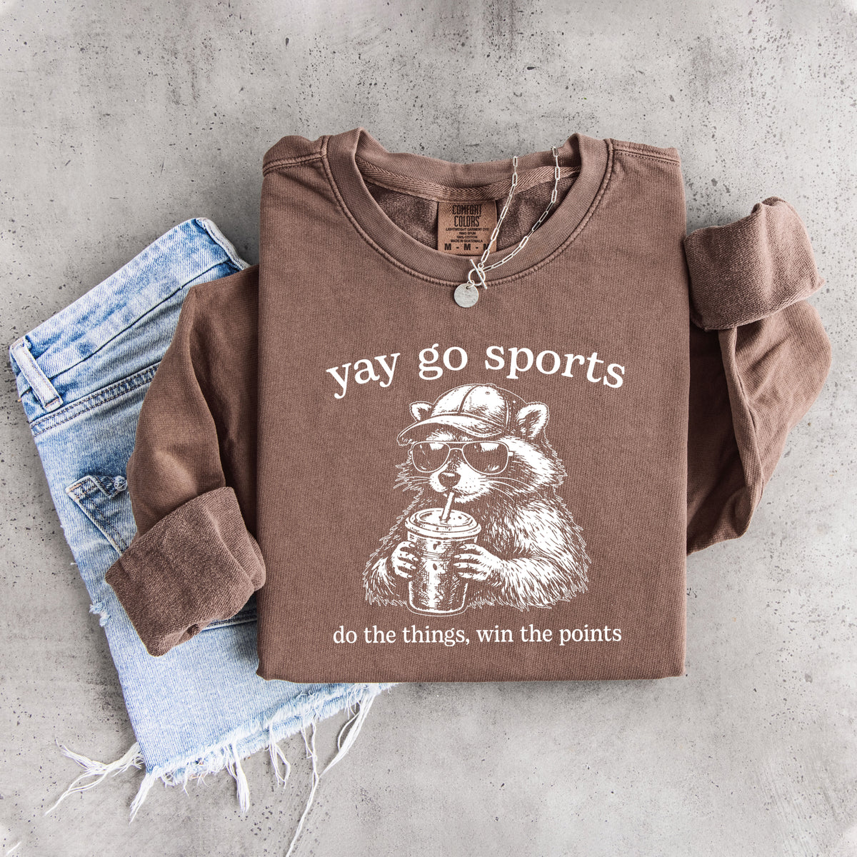 Sudadera divertida de mapache «Yay Go Sports»