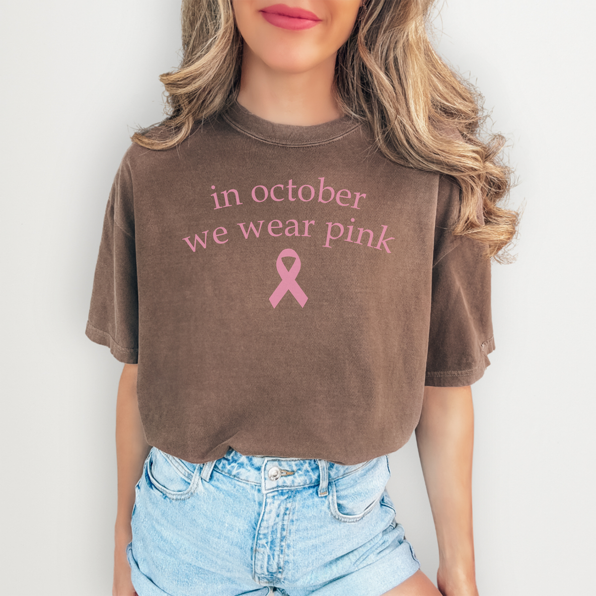 Breast Cancer Awareness Graphic Shirt – \"In October We Wear Pink\"