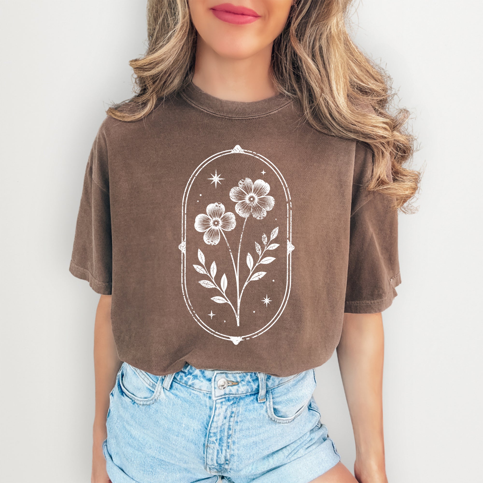 Vintage Linocut Flower Tee