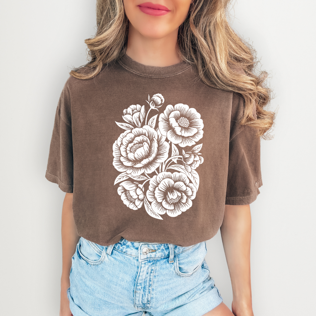 Vintage Linocut Flower Tee