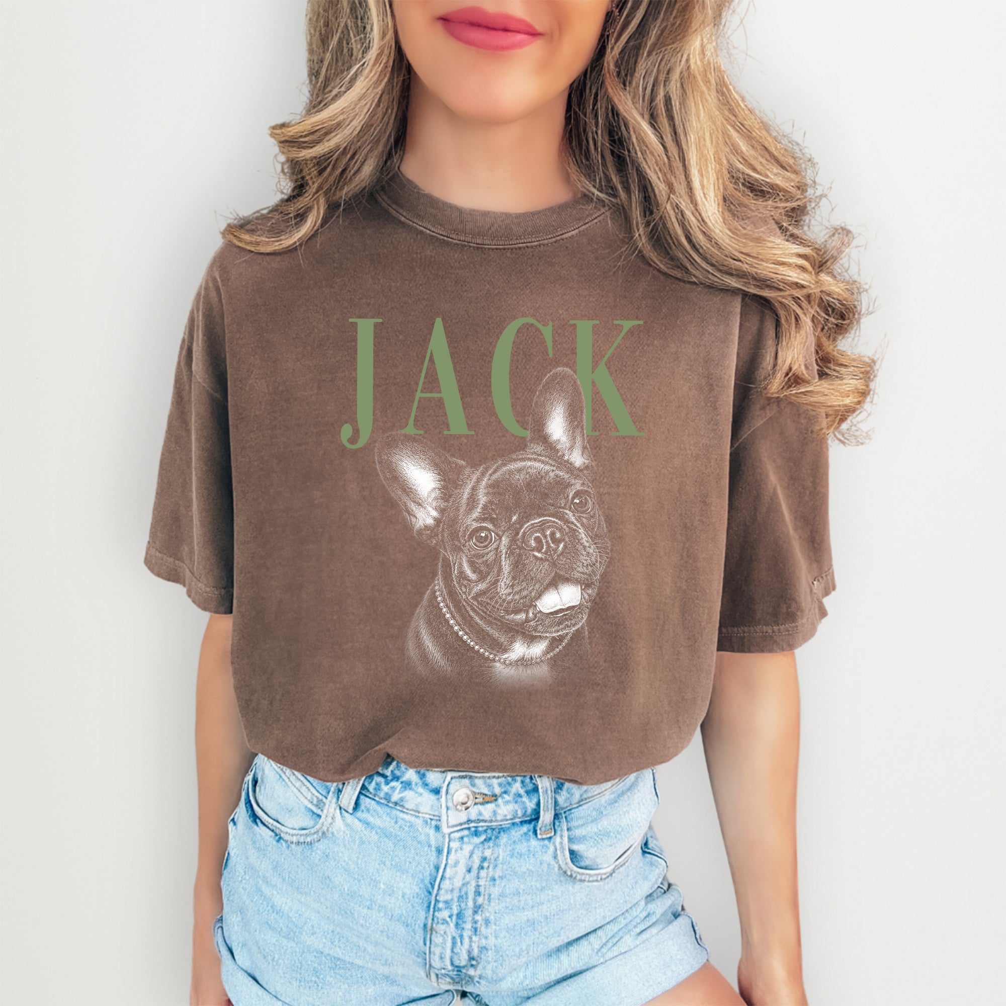 Camiseta personalizada con foto de mascota estilo boceto