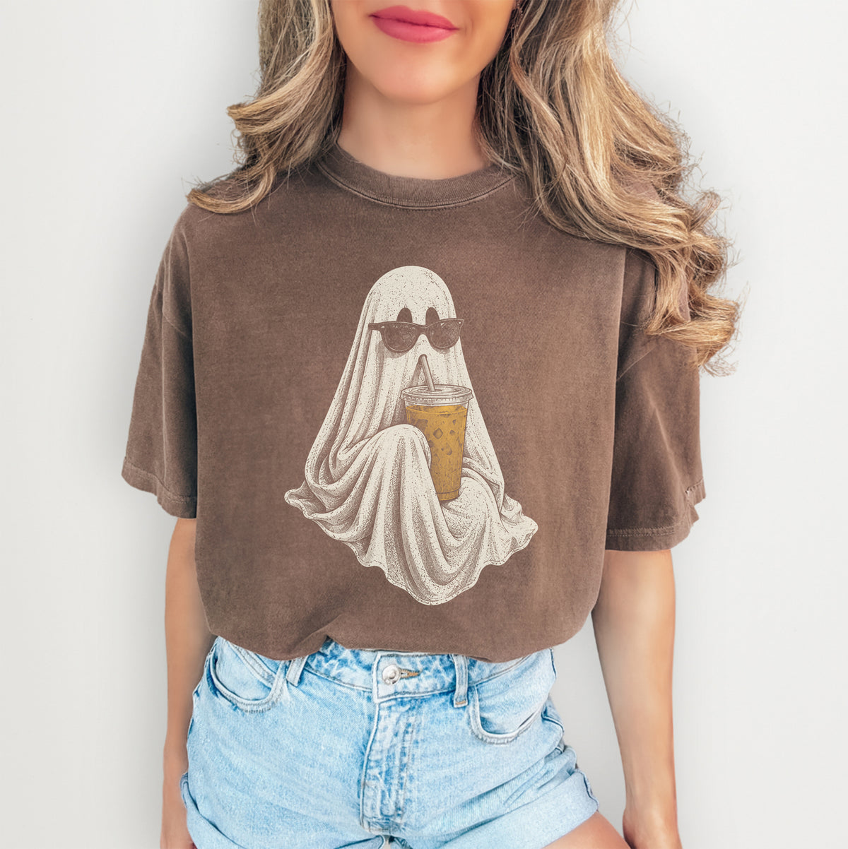 Ghost Drinking Coffee Tee