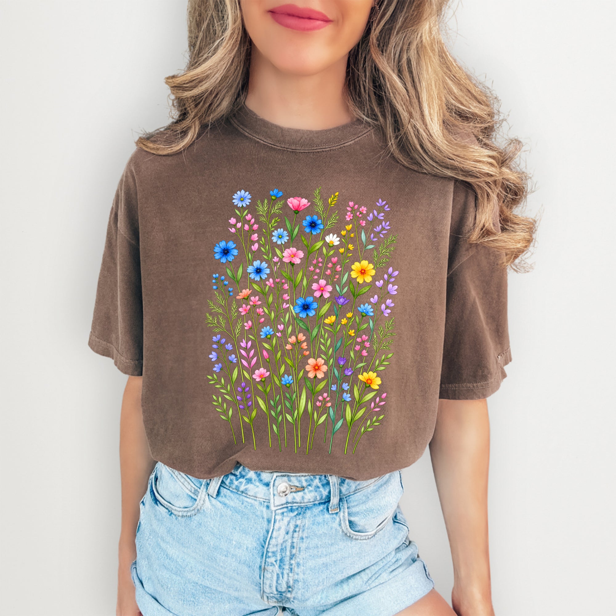 T-Shirt mit Wildblumen im Vintage-Stil