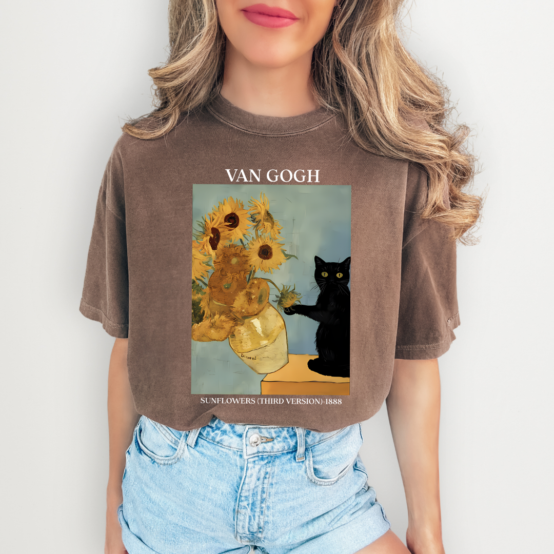 Van Gogh Irises Cat Tee