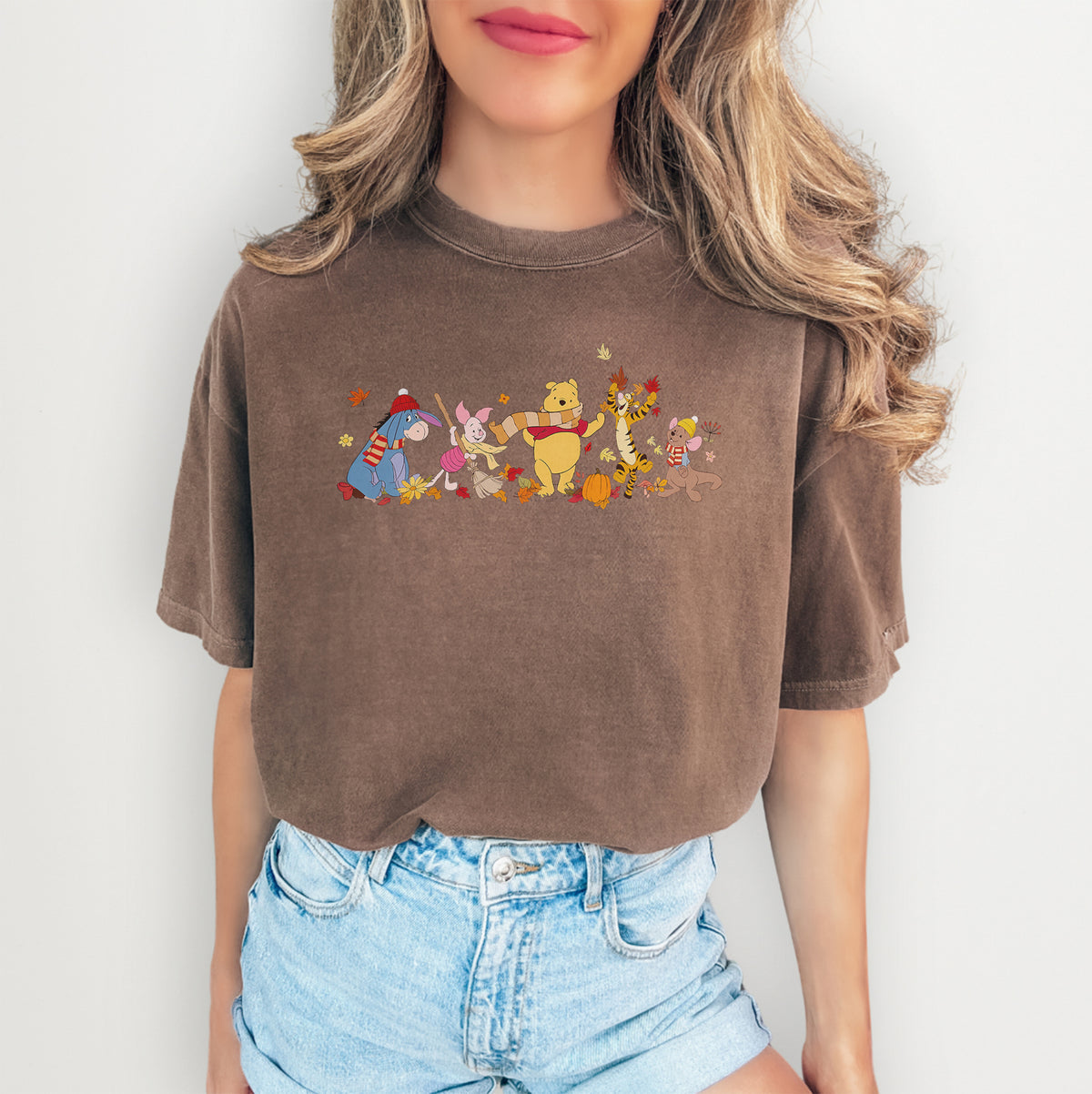 Camiseta gráfica retro de Winnie the Pooh con aire otoñal