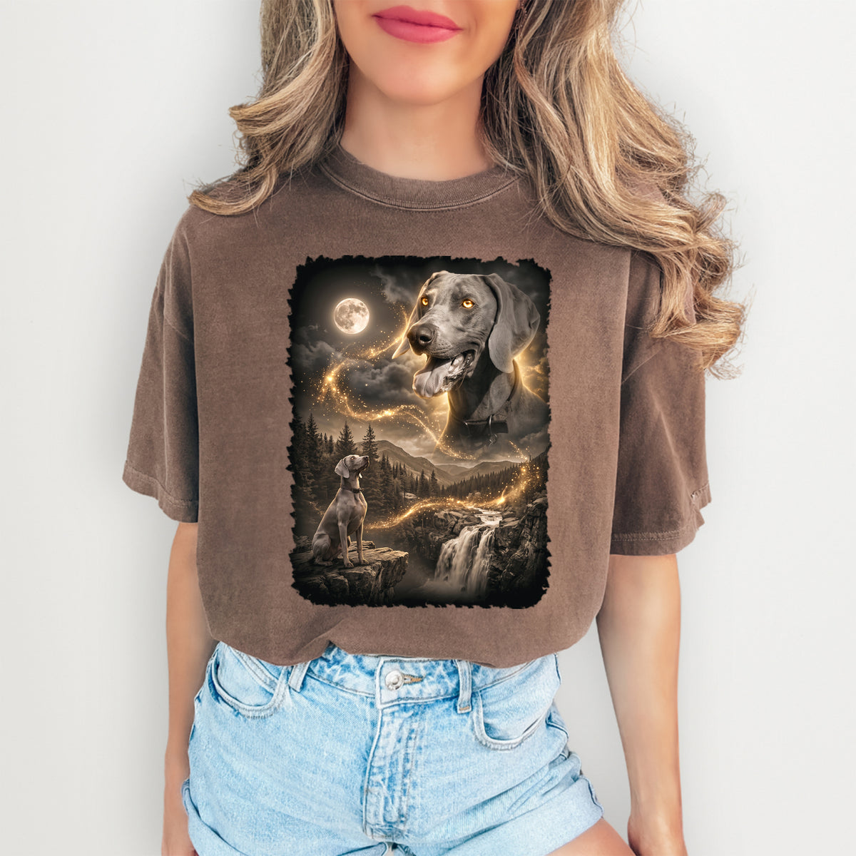 T-shirt personnalisé pour animal de compagnie « Chien hurlant à la lune »