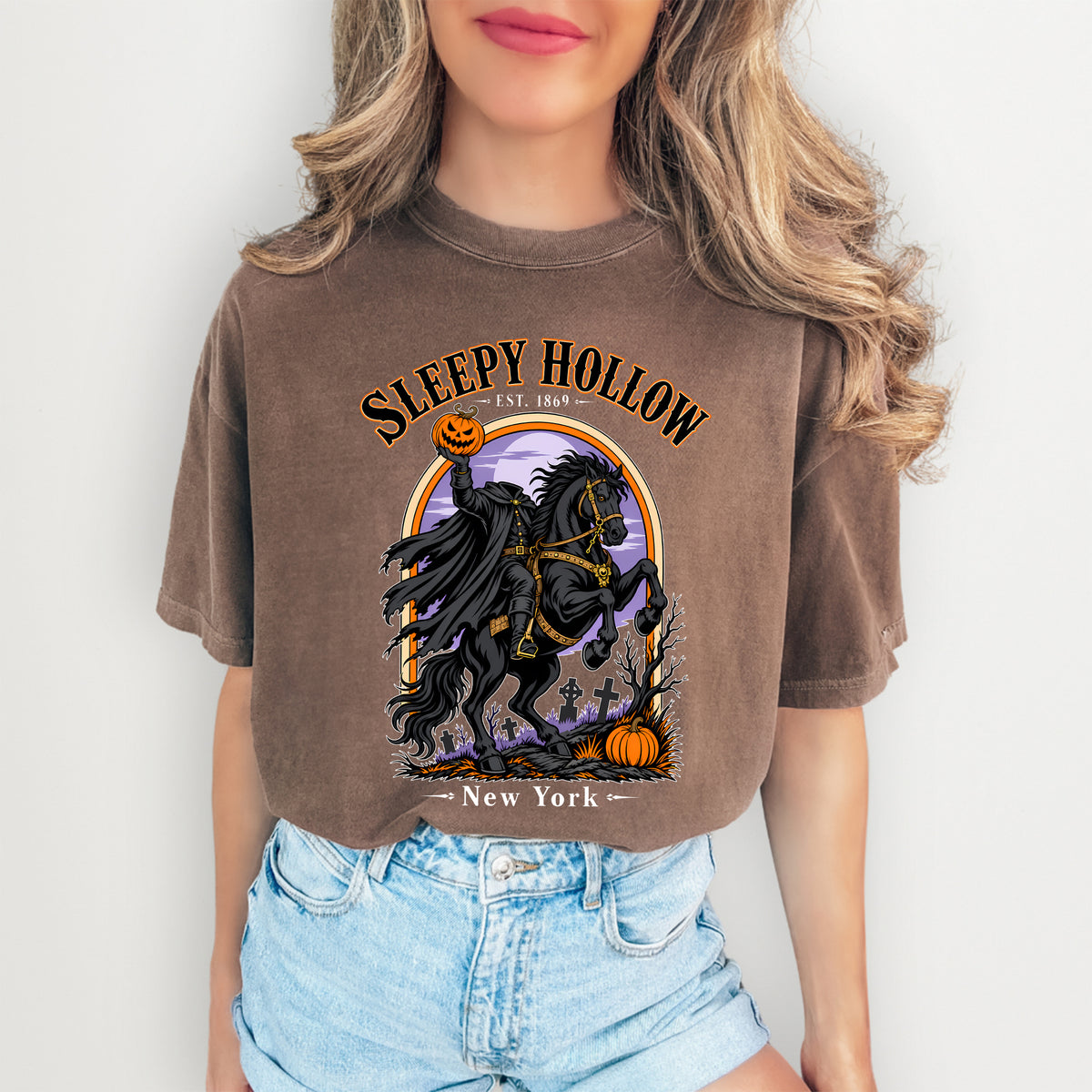 T-shirt à col rond graphique vintage du Cavalier sans tête de Sleepy Hollow