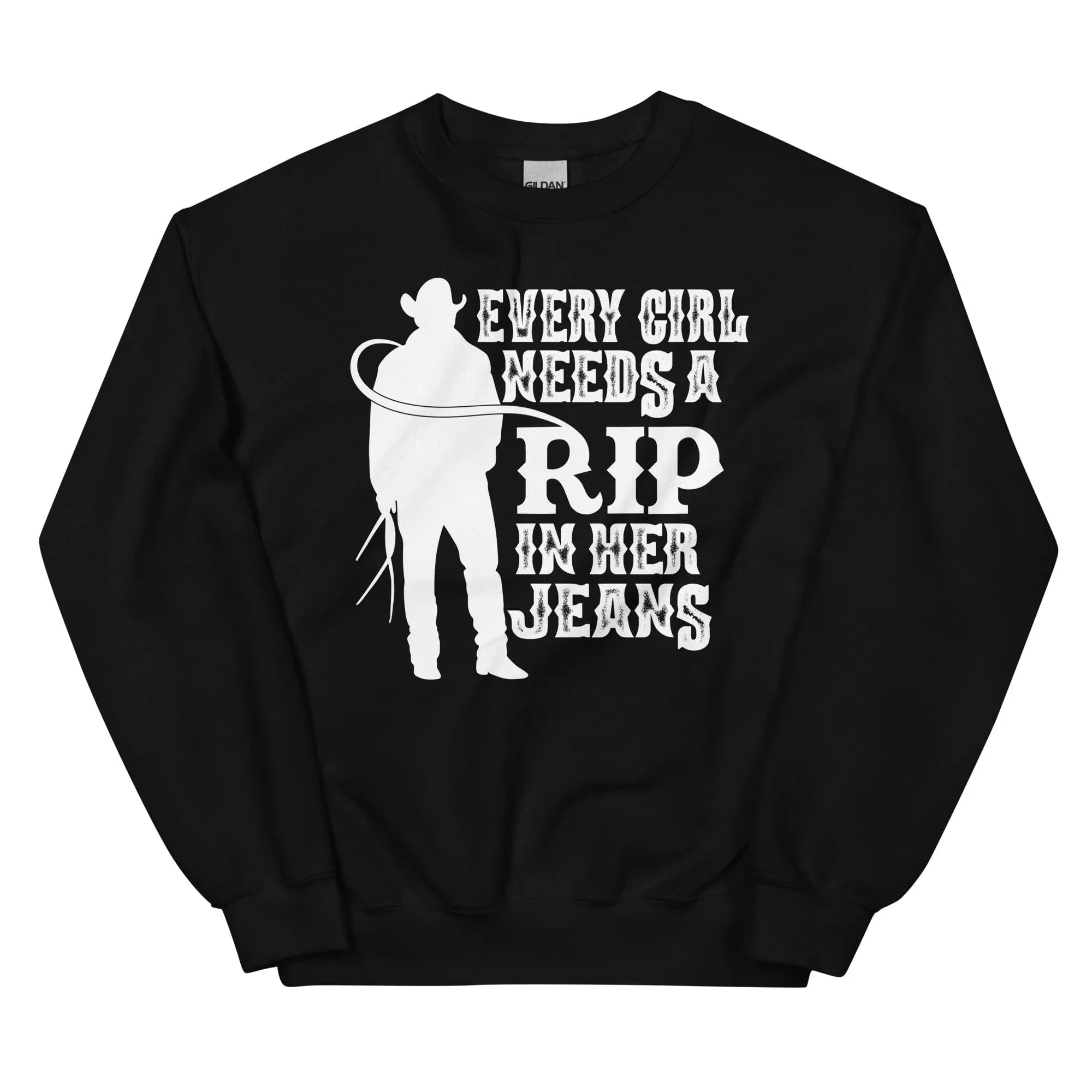 Every Girl Needs A RIP In Her Jeans Sweatshirt Black / S Peachy Sunday T-Shirt