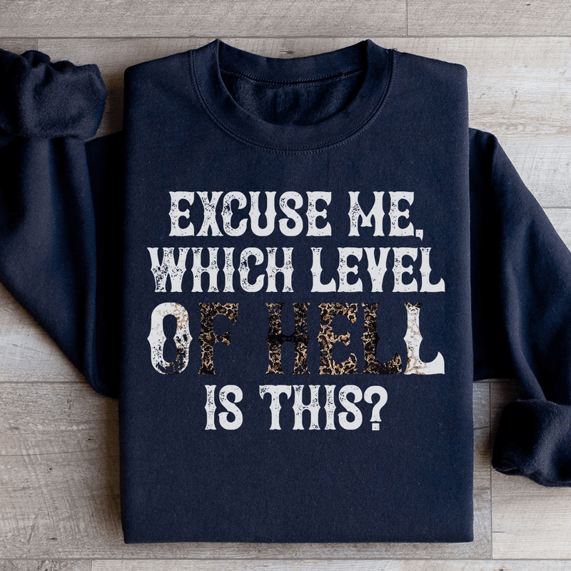 Excuse Me Which Level Of Hell Is This Sweatshirt Black / S Peachy Sunday T-Shirt