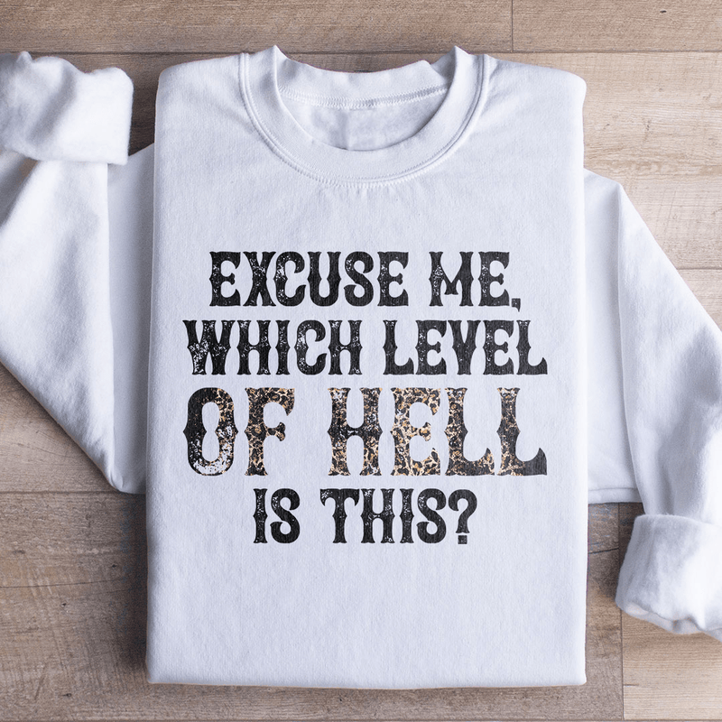 Excuse Me Which Level Of Hell Is This Sweatshirt White / S Peachy Sunday T-Shirt