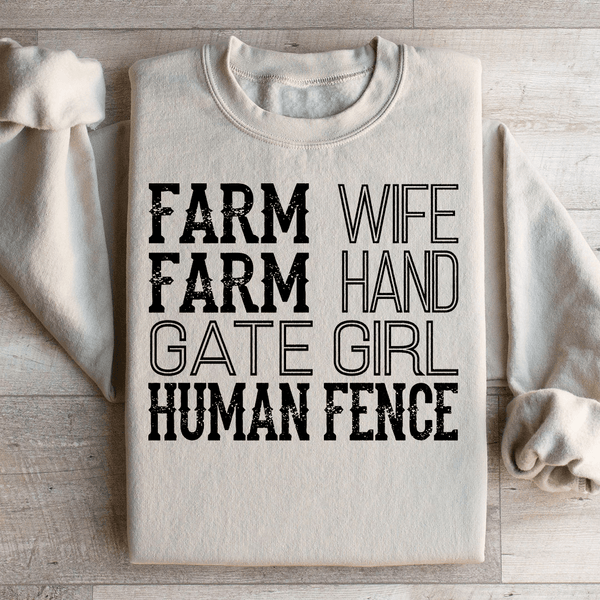 Farm Wife Farm Hand Gate Girl Human Fence Sweatshirt Peachy Sunday T-Shirt