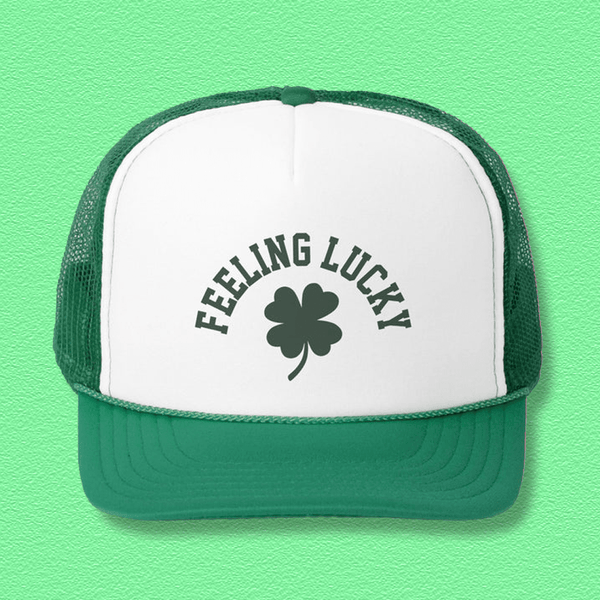 Feeling Lucky Trucker Caps Green / One size Printify Hats T-Shirt