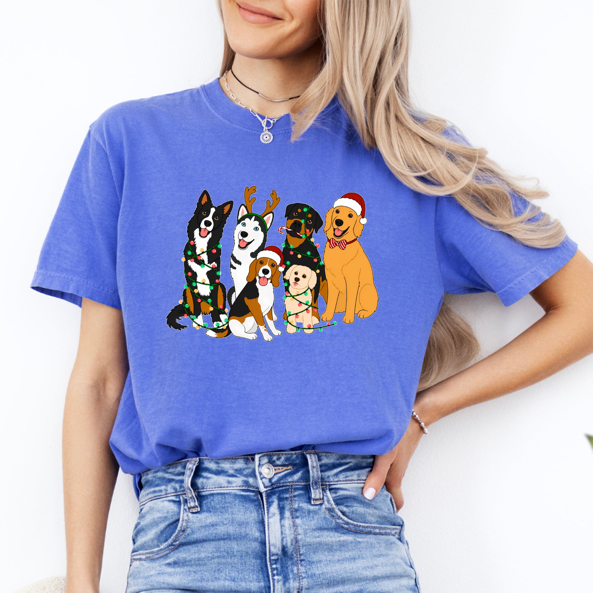 Camiseta de perros navideños adorables