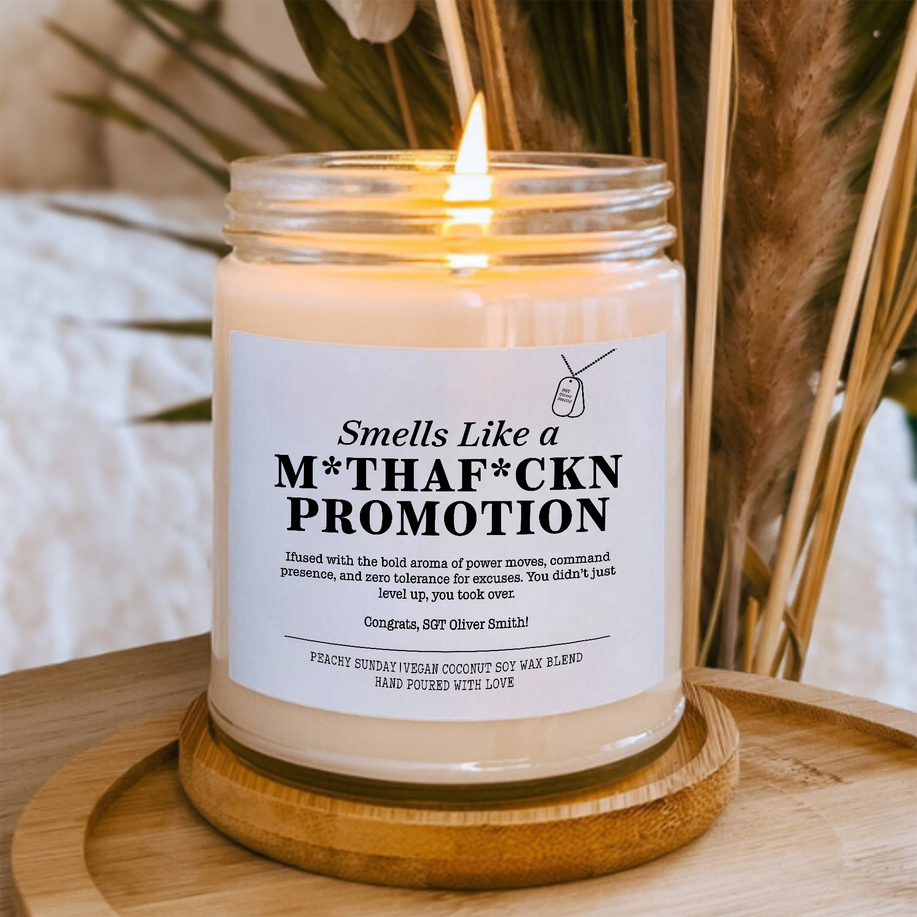Personalized Military Promotion Candle