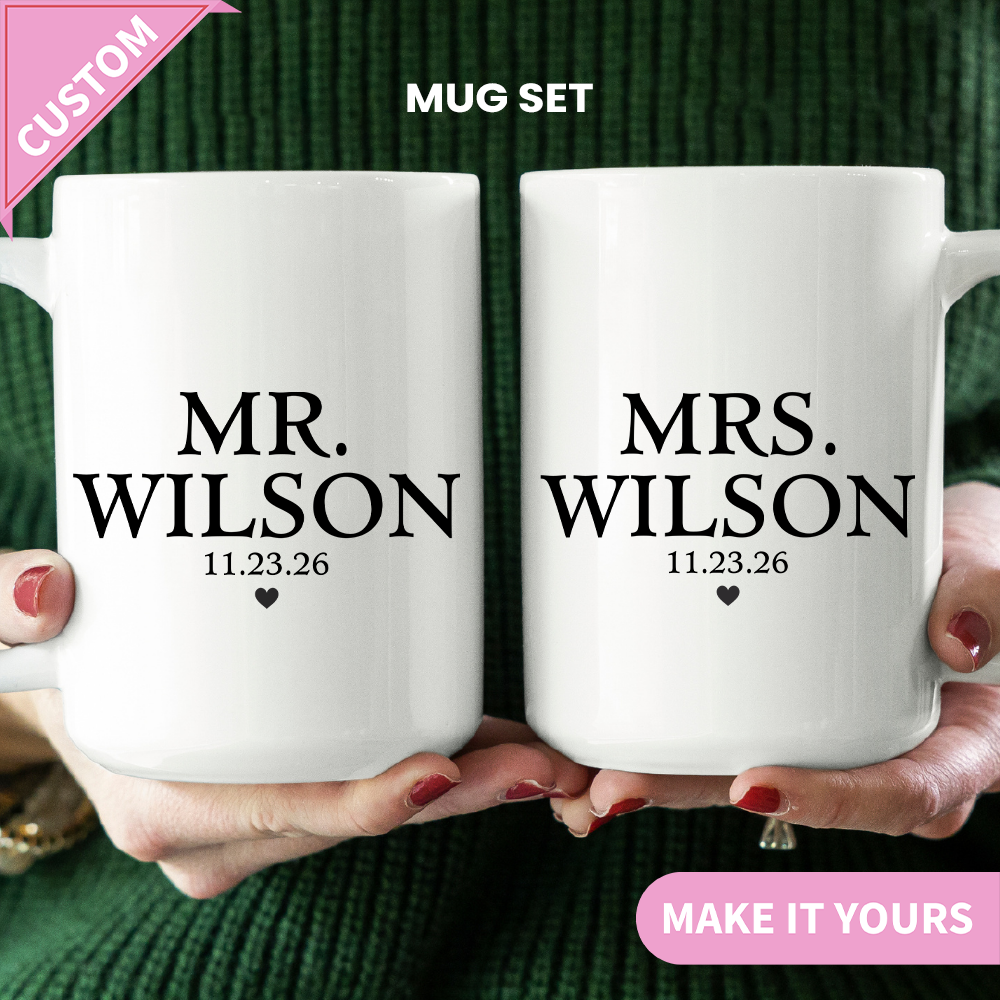 Personalized Mr and Mrs Mug Sett