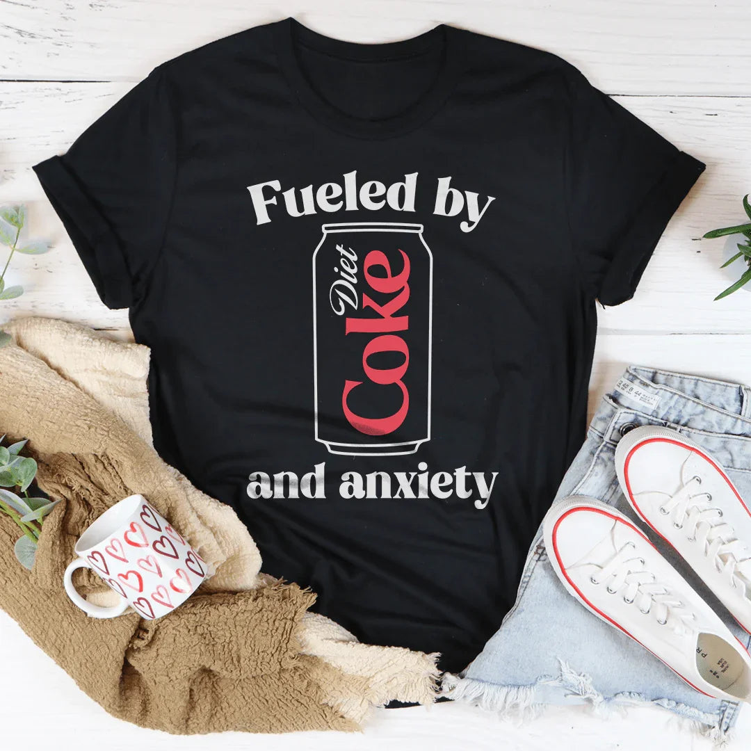 Fueled By Diet Coke & Anxiety Tee Black / S Printify T-Shirt T-Shirt