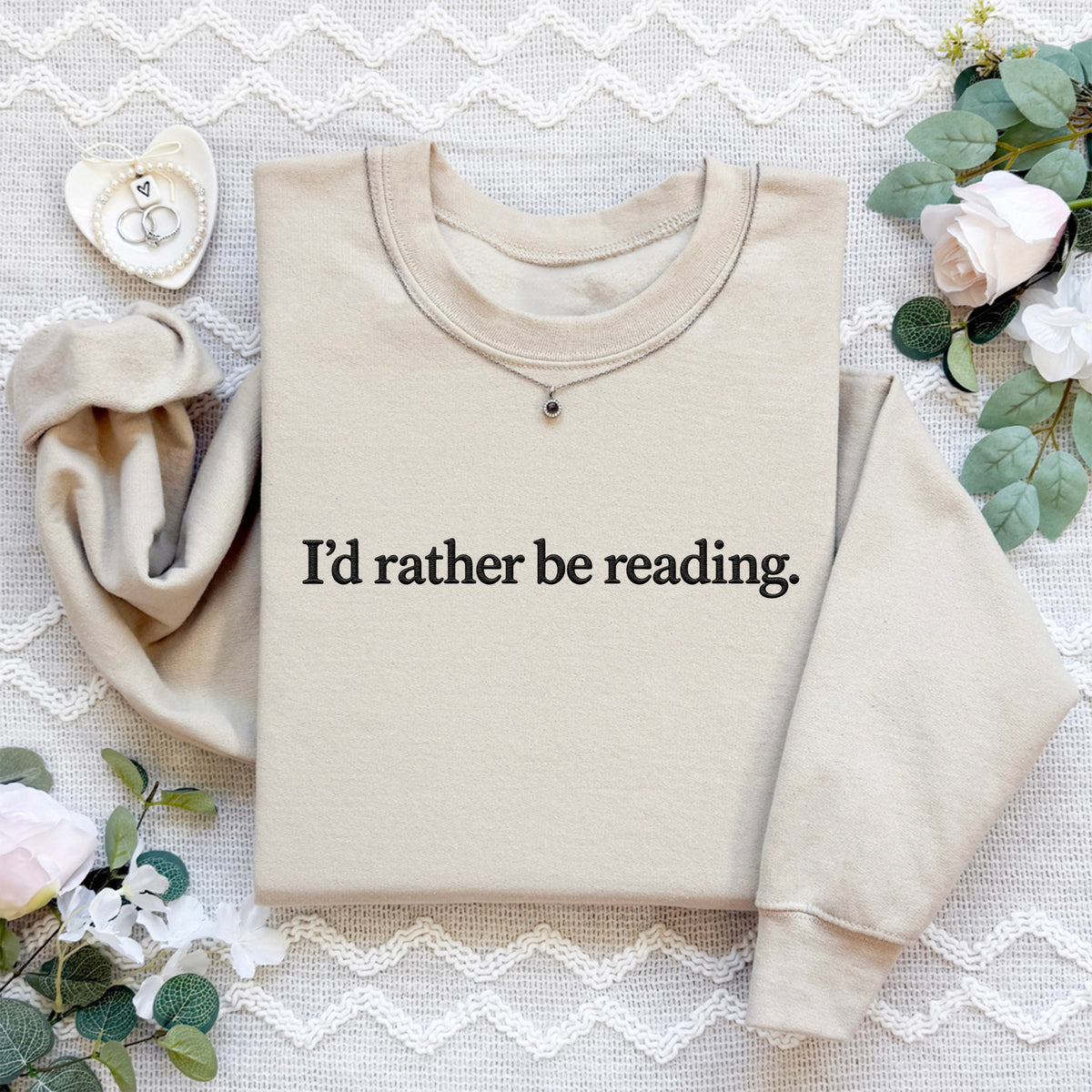 Sweat-shirt brodé « Je préférerais être en train de lire »