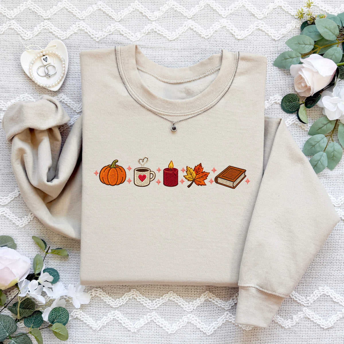 Kuscheliges besticktes Fleece-Sweatshirt für den Herbst