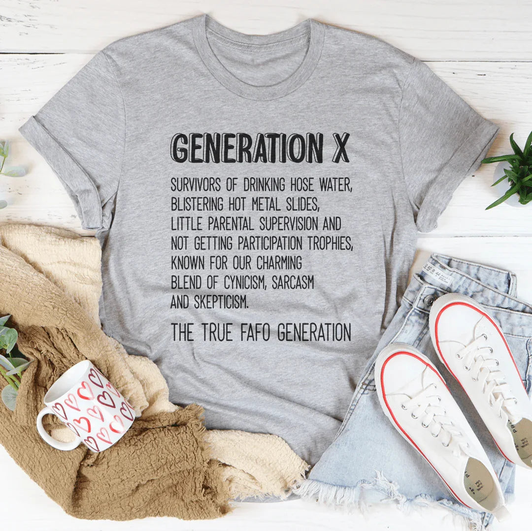 Generation X Survivors Of Drinking Hose Water Tee Athletic Heather / S Peachy Sunday T-Shirt