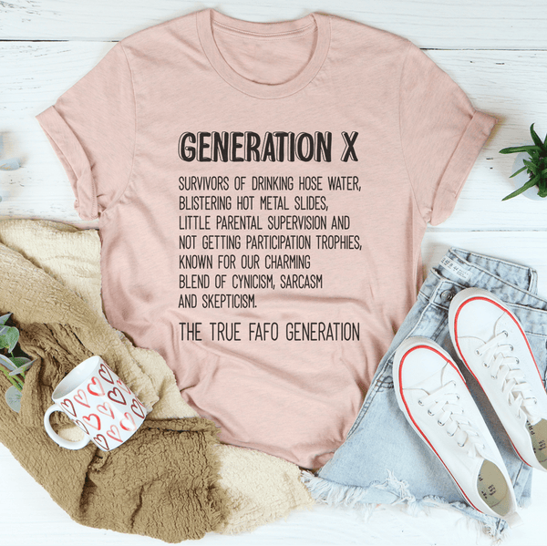 Generation X Survivors Of Drinking Hose Water Tee Heather Prism Peach / S Peachy Sunday T-Shirt
