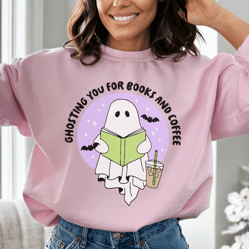 Ghosting You For Books And Coffee Sweatshirt Light Pink / S Peachy Sunday T-Shirt