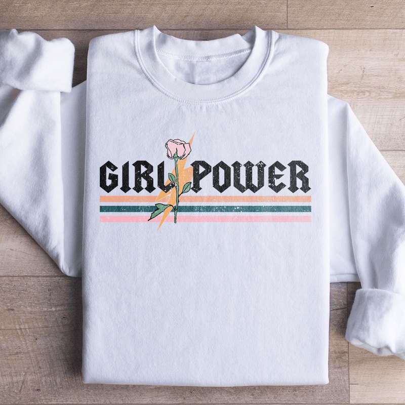 Girl Power Rose Sweatshirt White / S Peachy Sunday T-Shirt