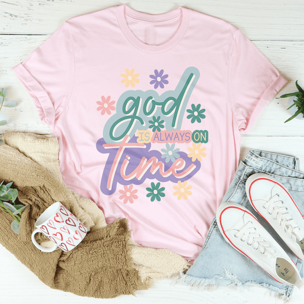 God Is Always On Time Tee Pink / S Peachy Sunday T-Shirt