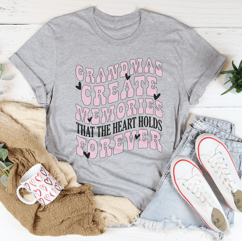 Grandmas Create Memories That The Heart Holds Forever Tee Athletic Heather / S Peachy Sunday T-Shirt