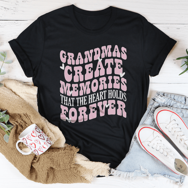 Grandmas Create Memories That The Heart Holds Forever Tee Black Heather / S Peachy Sunday T-Shirt