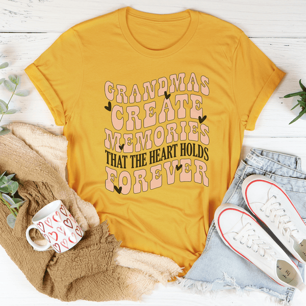 Grandmas Create Memories That The Heart Holds Forever Tee Mustard / S Peachy Sunday T-Shirt