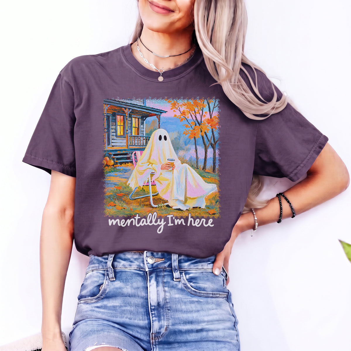 Mentally I am Here Summerween Ghost Tee