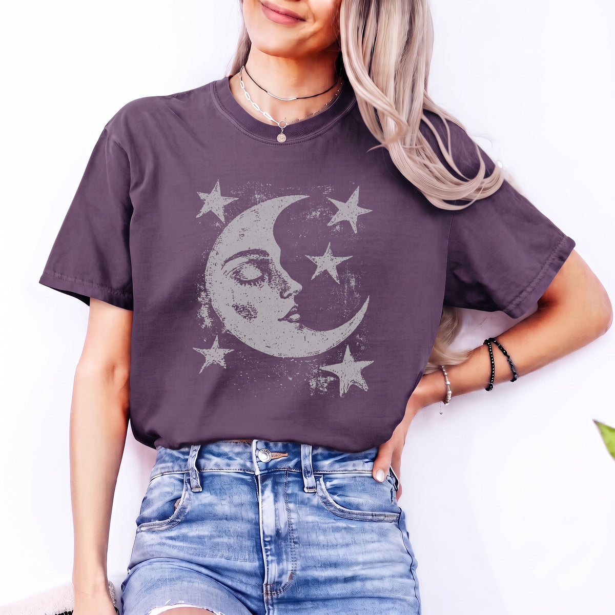 T-shirt Lune et étoiles célestes