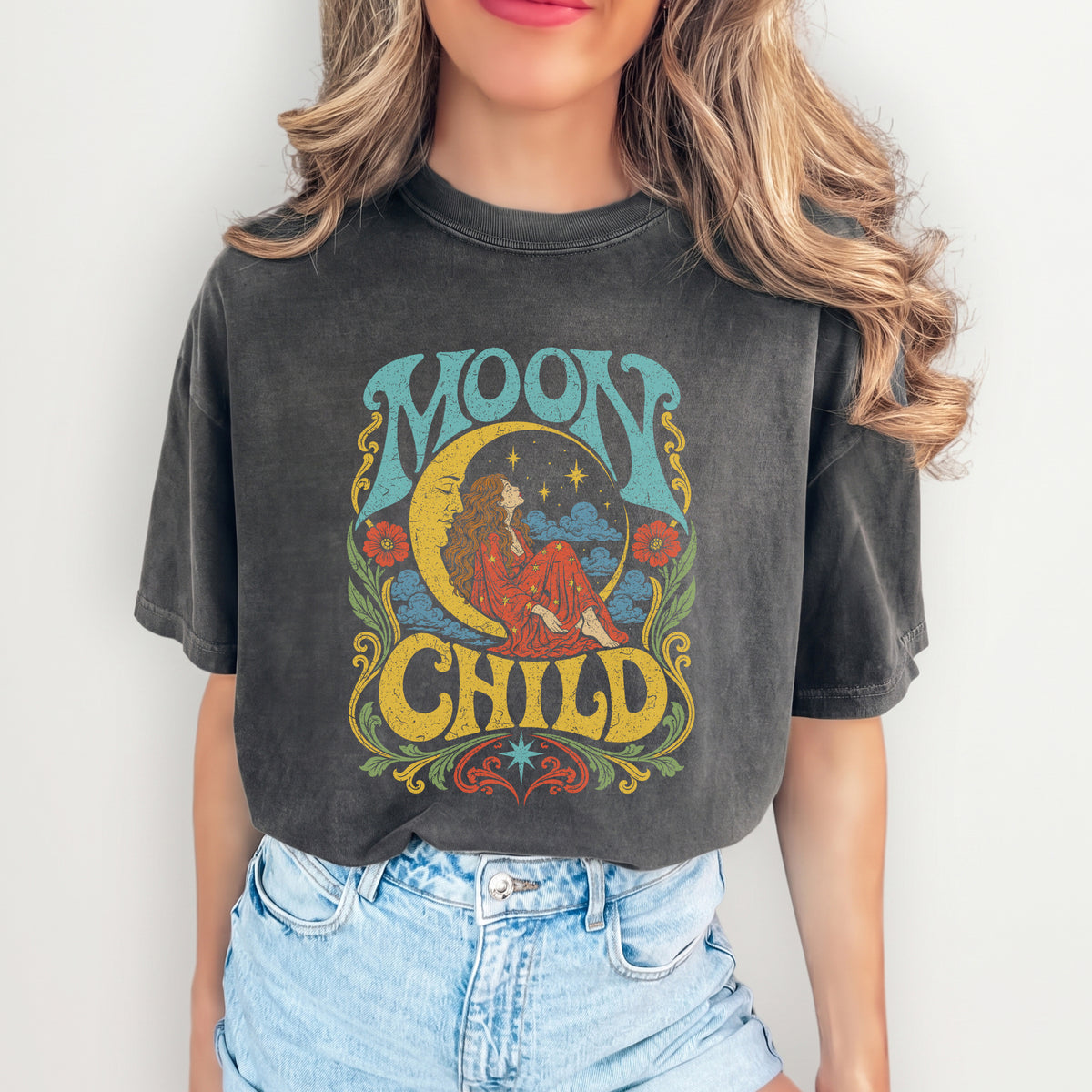 "Moon Child" – Retro 70s Celestial Graphic Top