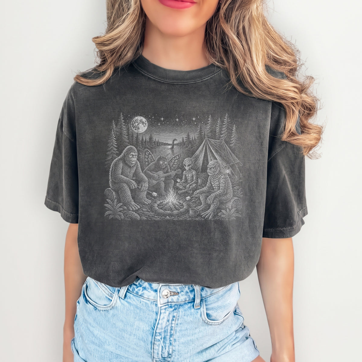 Funny Cryptid Camping Tee