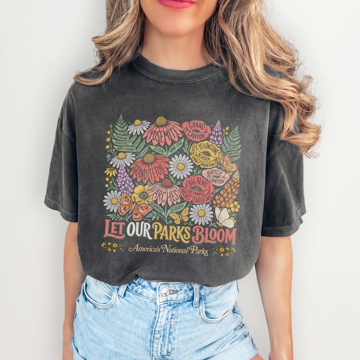 Oberteil mit Blumenmotiv zu Nationalparks – „Let Our Parks Bloom“