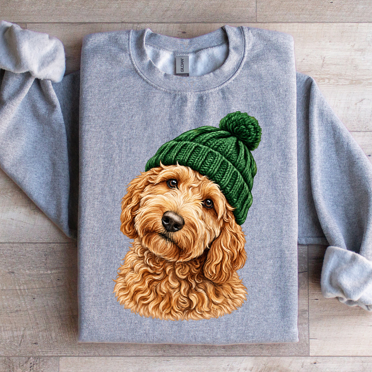 Sudadera retro de Goldendoodle con gorro tejido