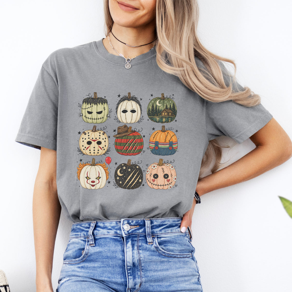 Gruseliges Slasher-T-Shirt mit Filmmotiv – „Horror Character Pumpkin“
