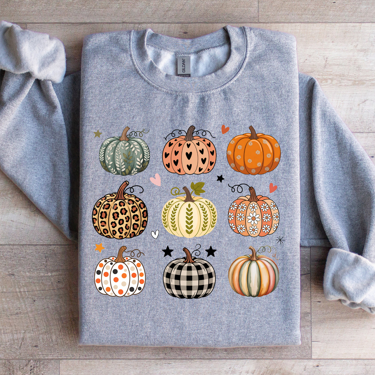 Cute Fall Pumpkin Sweatshirt Sport Grey Patterned Pumpkins Fleece Pullover