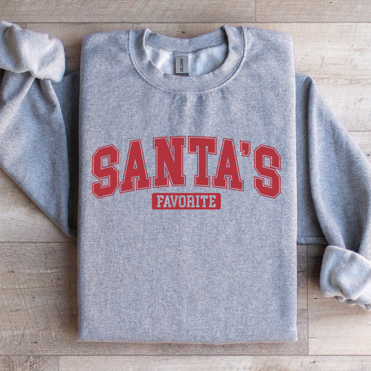 Festive Christmas Varsity Crewneck Sweatshirt – "Santa's Favorite"