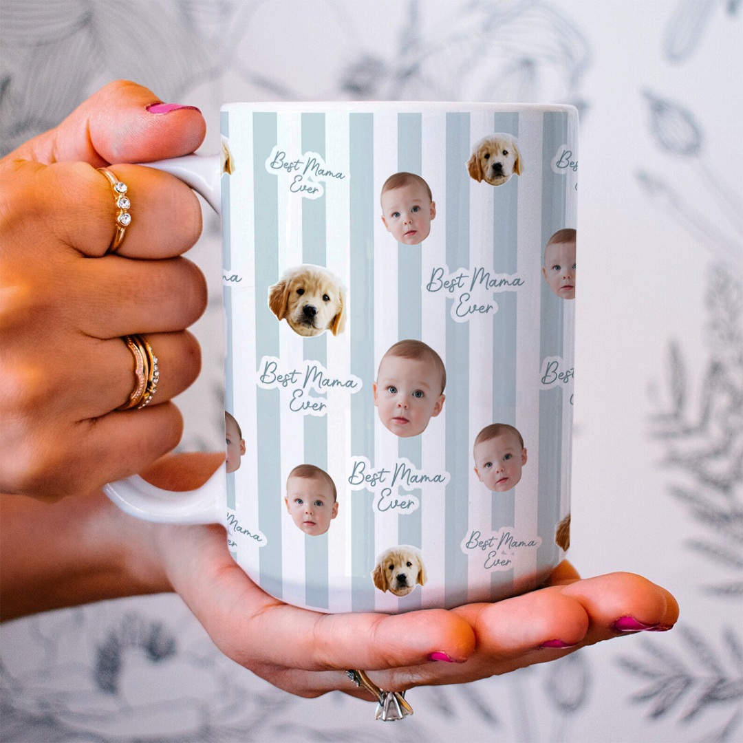 Personalized Best Mama Ever Mug with Baby Face Photo