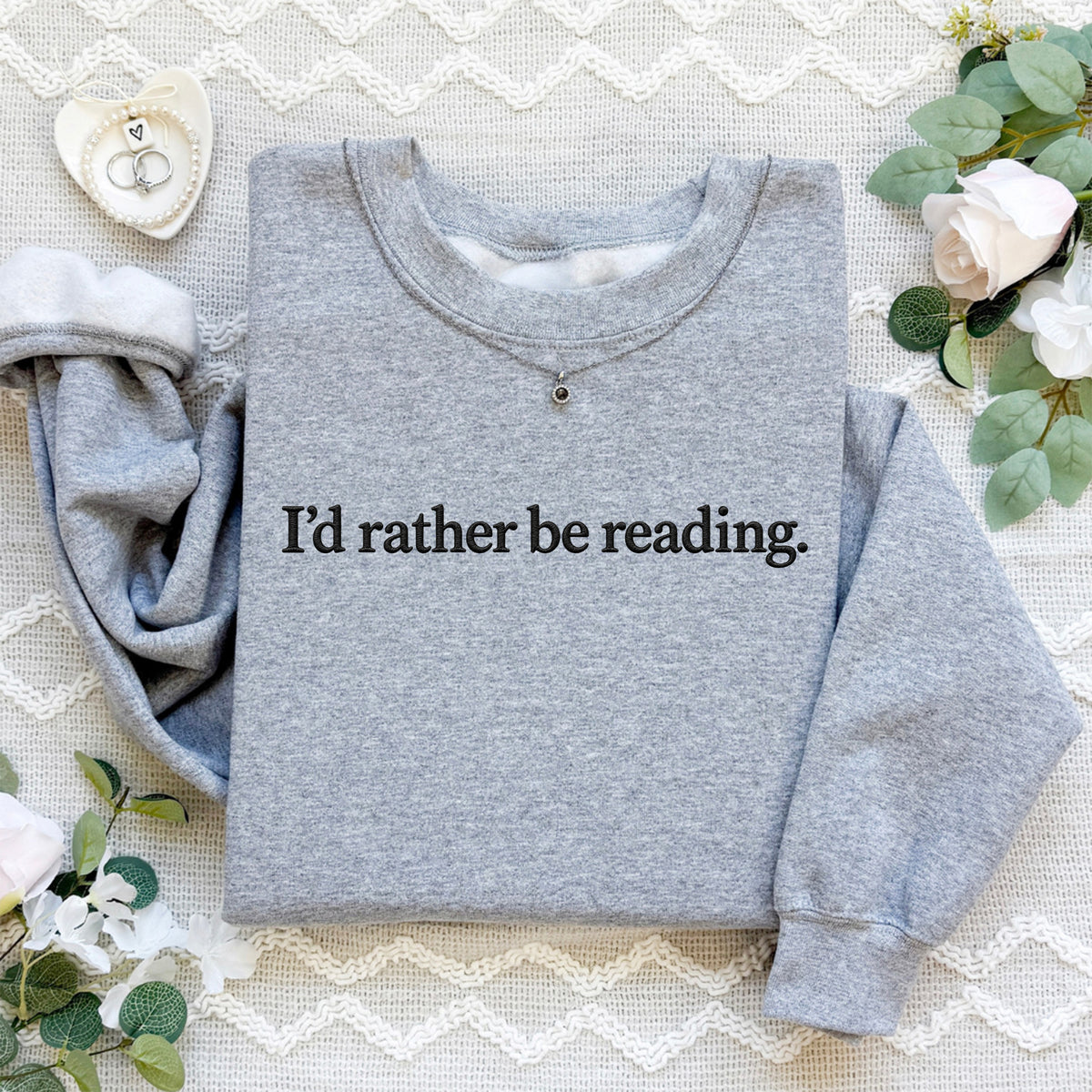 Sweat-shirt brodé « Je préférerais être en train de lire »