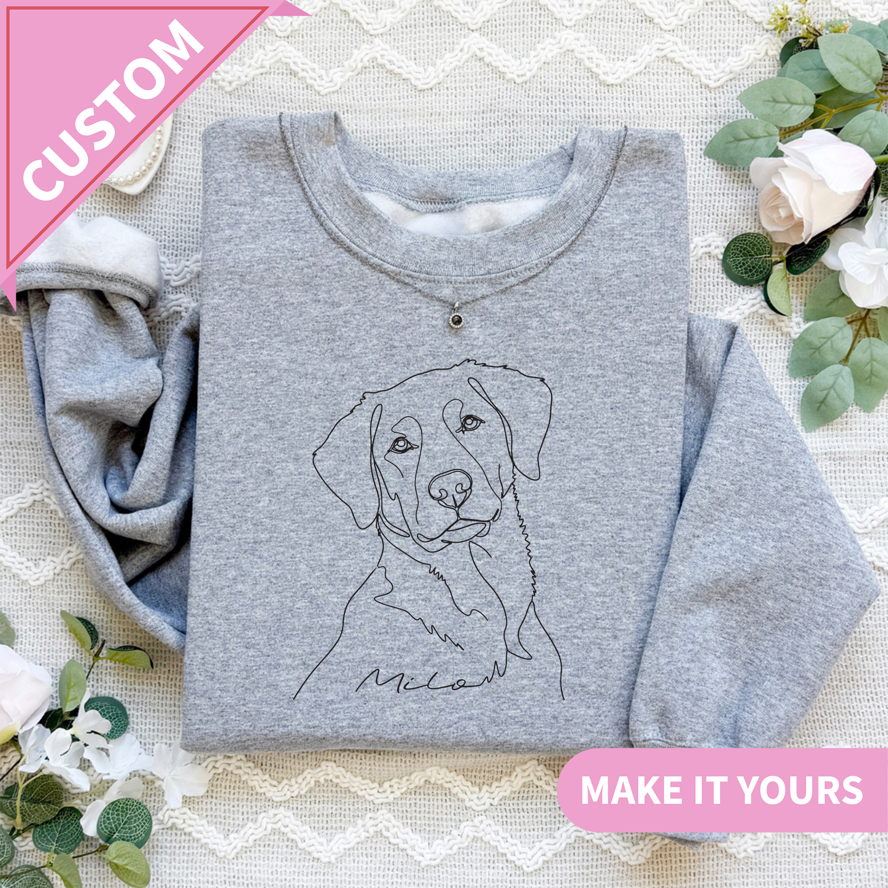 Personalized Pet Dog Linart Sweatshirt