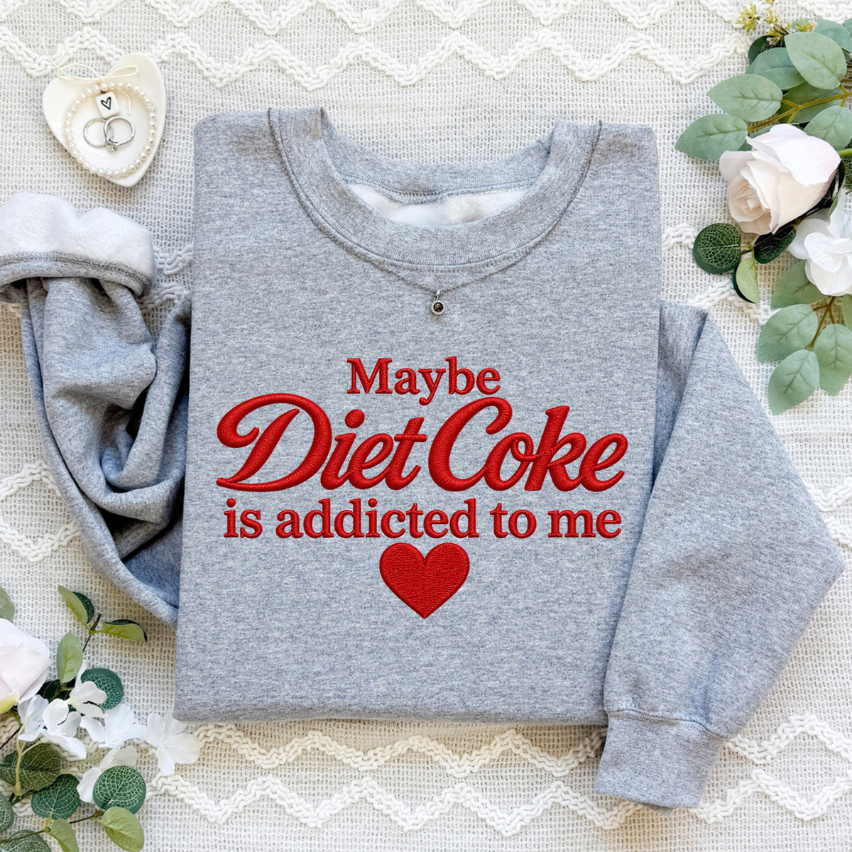 Fleece-Pullover mit Stickerei für Limo-Fans – \"Diet Coke\"