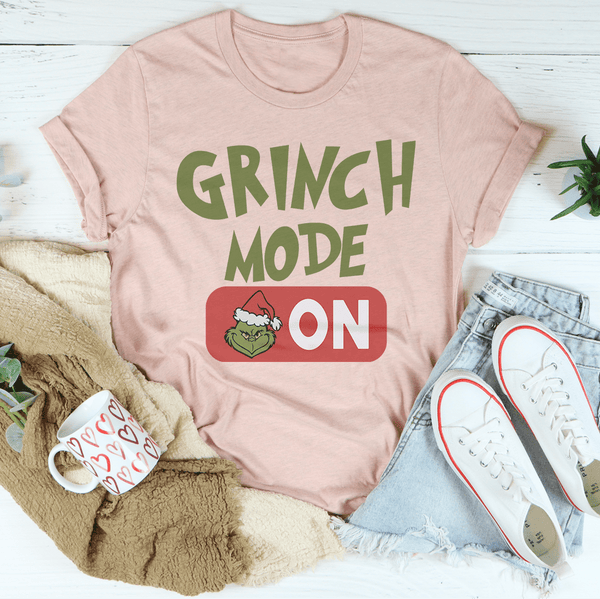 Grinch Mode On Tee Heather Peach / S Printify T-Shirt T-Shirt
