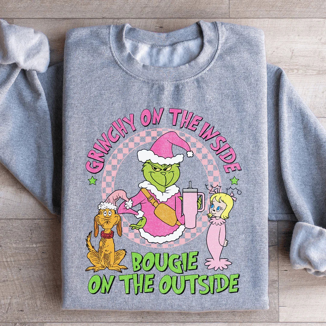 Grinchy On The Inside Bougie On The Outside Sweatshirt S / Sport Grey Printify Sweatshirt T-Shirt